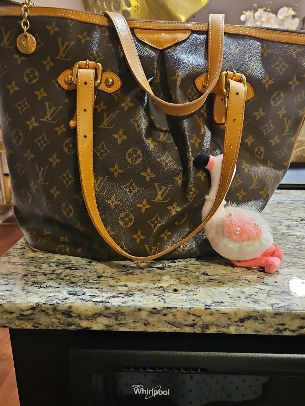 Louis Vuitton Monogram Canvas Tote with Tan Leather Trim Palmero GM